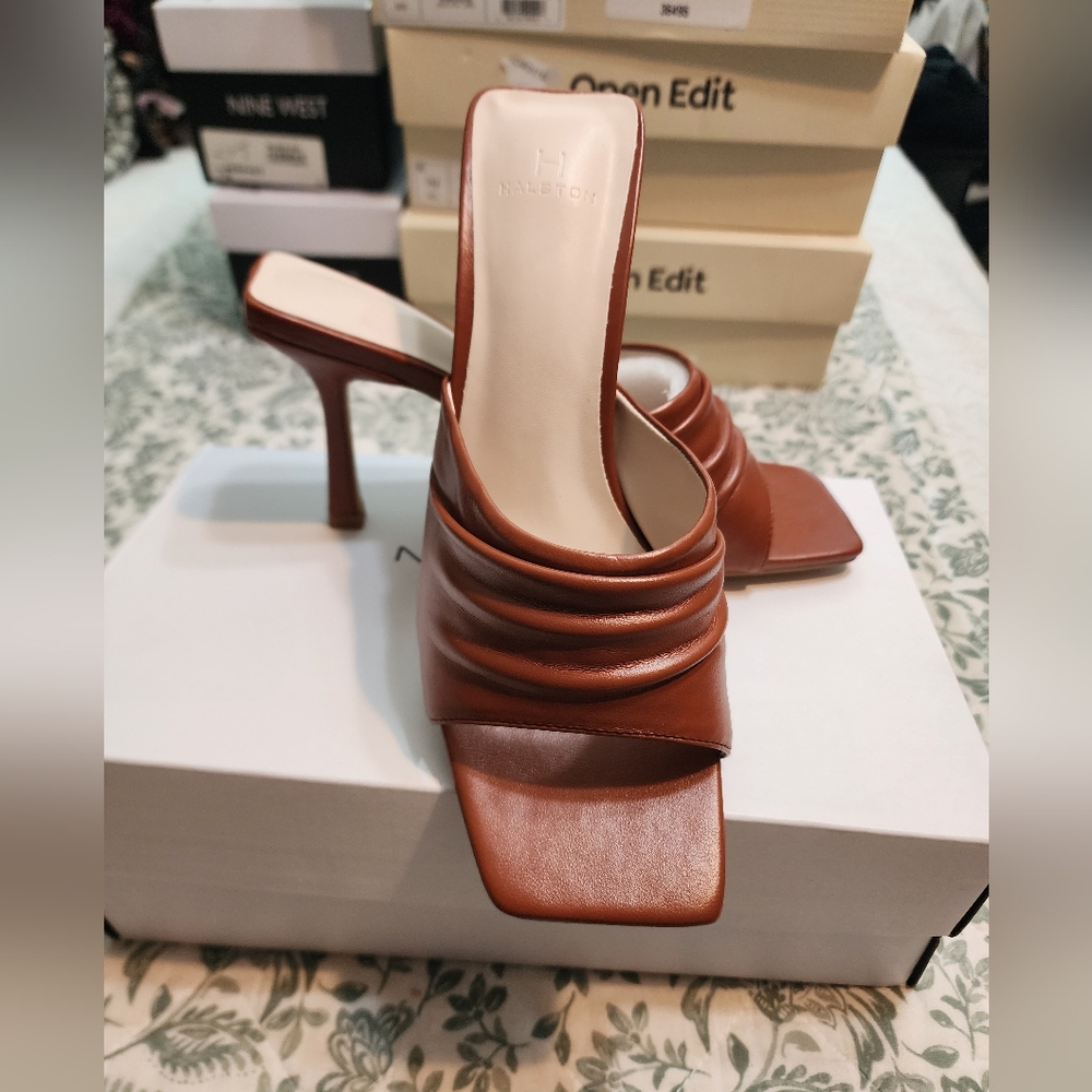Halston Tobacco Vegan Heel Size 6.5 or 7